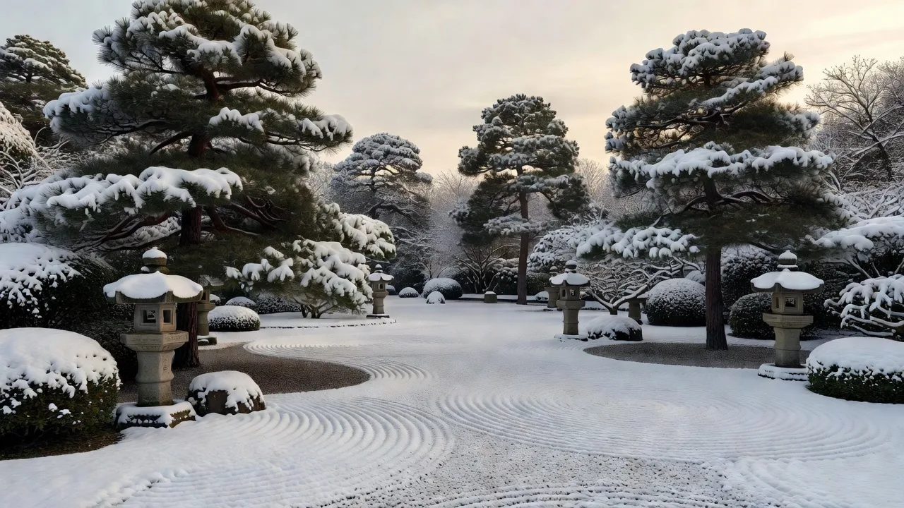 雪化粧の庭園